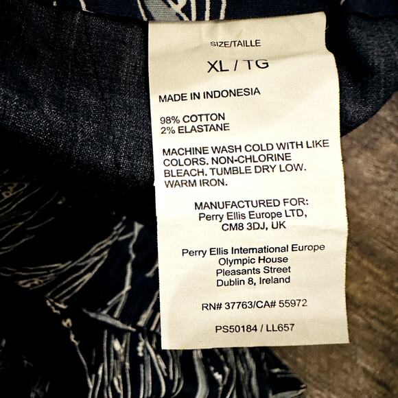 Perry Ellis Mens Navy Blue Leaf Everyday Wear  Size XL NWT - Picture 4 of 4